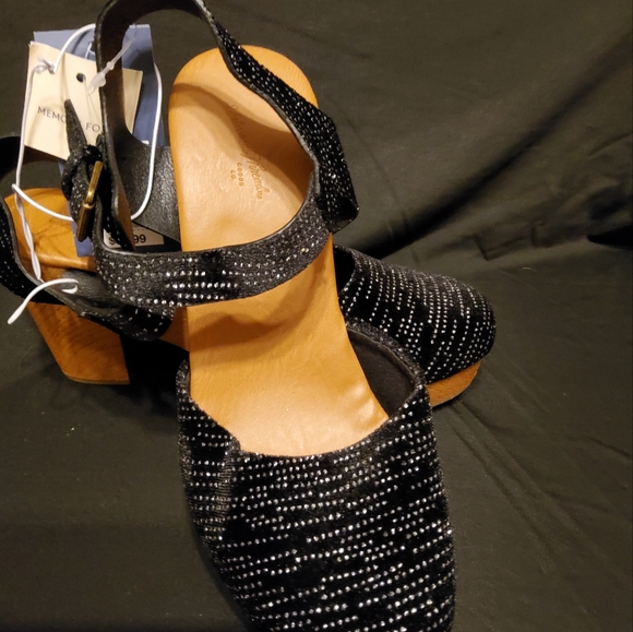 New Women's Marcia Jet Black and Silver heels - Picture 2 of 5